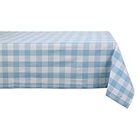 DII Buffalo Check Collection, Classic Farmhouse Tablecloth, Tablecloth, 60x120, Light Blue & White