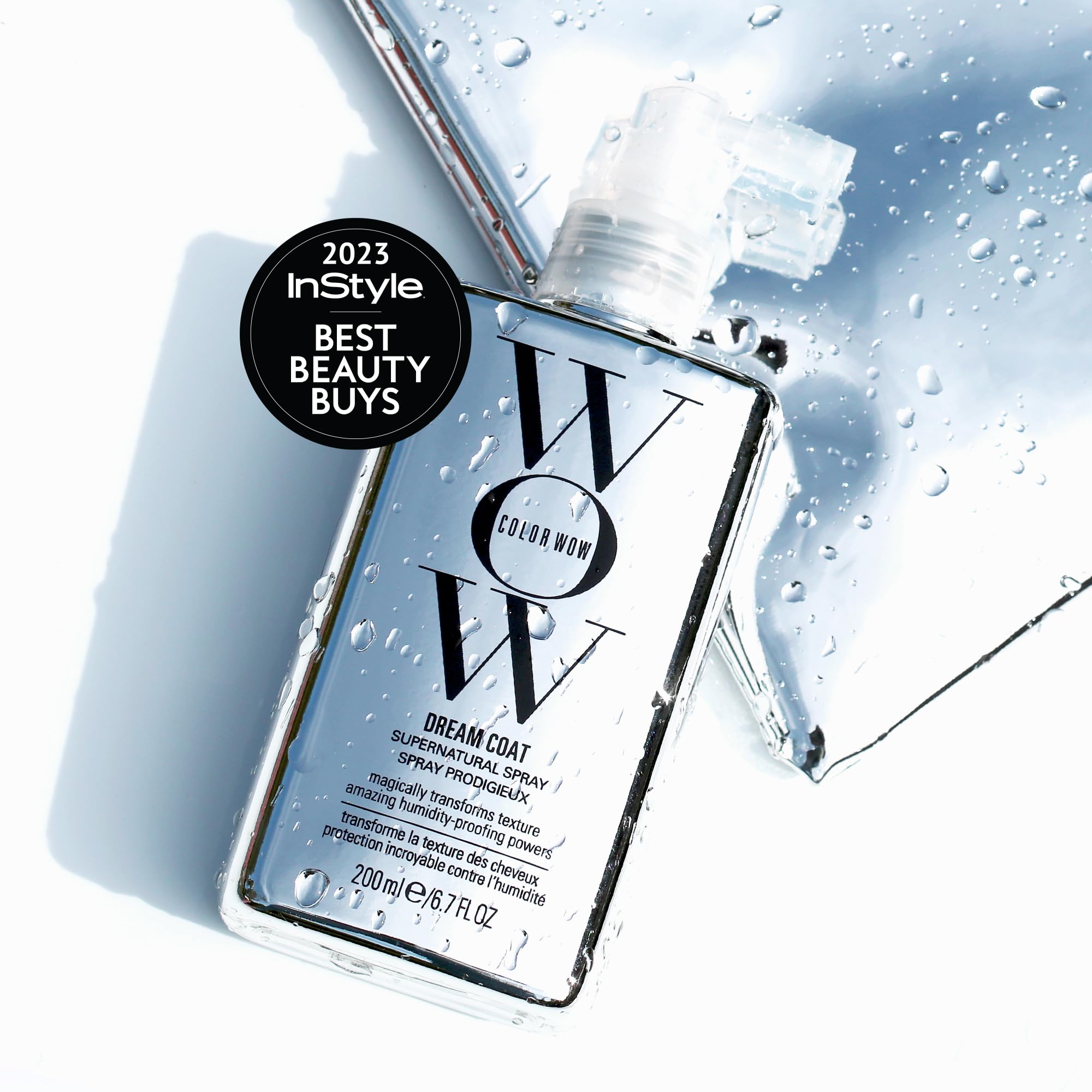 Color Wow Dream Coat Supernatural Spray – Multi award winning anti frizz spray keeps hair frizz free for days no matter the weather with moisture repellant anti humidity technology; glass hair results