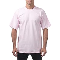 Pro Club Men's Heavyweight Cotton Short Sleeve Crew Neck T-Shirt, Pink, Medium