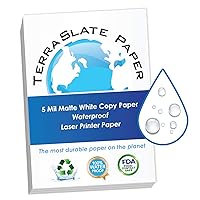 TerraSlate Copy Paper Waterproof Laser Printer, Rain Weatherproof, 5 Mil, 8.5x11-inch, 25 Sheets