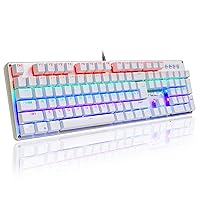 Beastron PC Gaming Keyboard,Unicorn Rainbow Backlit Mechanical Keyboard, Blue Key Switches 104 Keys Anti-Ghosting Computer Keyboard for for Windows Computer Gamers, White
