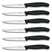 Victorinox 6.7233.6 Swiss Classic Steak Knife Set Ideal for Slicing a Wide Variety of Steak Cuts Serrated Blade in Black, Set of 6 Victorinox 6.7233.6 Swiss Classic Steak Knife Set Ideal for Slicing a Wide Variety of Steak Cuts Serrated Blade in Black, Set of 6