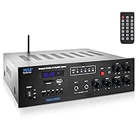 Pyle Home Compact Public Address Mono Amplifier - Professional 120 Watt Home Power Audio Sound PA Speaker Receiver System w/ RCA, Headphone, 2 Microphone Inputs, Independent Volume Control PT210