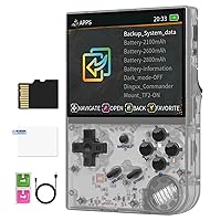 RG35XX Handheld Game Console Linux Garlic OS, HDMI and TV Output 3.5 Inch IPS Screen 64G TF Card 6800+ Classic Games 2600mAh Battery (RG35XX-Transparent White Latest)