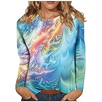 Womens Fall Tops 2023,Long Sleeve Shirts for Women Casual Floral Print Graphic Tees Blouses Pullover Plus Size Tops