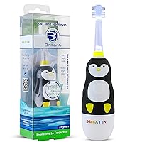Brilliant Kids Sonic Toothbrush Characters – Kids Electric Toothbrush with Flashing Lights and Fine Bristles - Fun Brushing for Parent and Child, Ages 3-8 (Penguin)