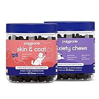 PupGrade 2-Pack Skin & Coat and Anxiety Chews for Dogs - Coat Care & Allergy Defense Supplement with Natural Fish Oils - Natural Muscle Relaxant - 120 Chews