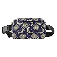 Boho Vintage Moon Sun Stars Fanny Pack for Women Men Belt Bag Crossbody Waist Pouch Waterproof Everywhere Purse Fashion Sling Bag for Running Hiking Walking Travel