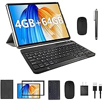 2023 Newest Tablet with Keyboard Tablets 2 in 1 4GB+64GB 10 inch Tablet And Case Mouse Stylus Film Game Android 11.0 Tablets PC 10.1 IPS Screen Tableta Computer 8MP Dual Camera WiFi BT Google Play Tab