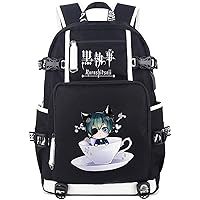 Anime Black Butler Backpack Book Bag Laptop School Bag with USB Charging Port And Headphone Port