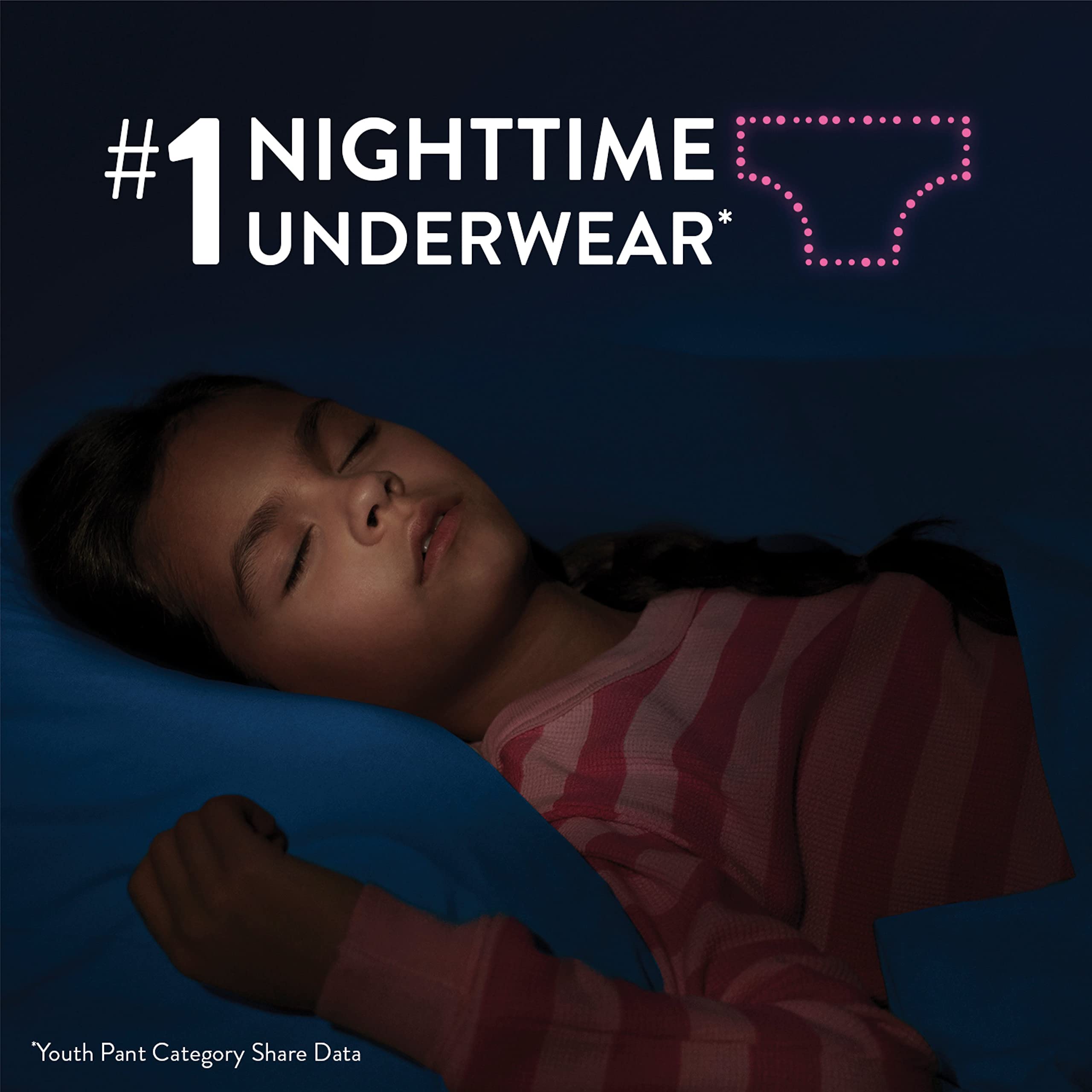 Goodnites Girls' Nighttime Bedwetting Underwear, Size Large (68-95 lbs), 34 Ct