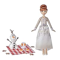 Disney Frozen 2 Anna and Olaf's Autumn Picnic, Olaf Doll, Anna Doll with Dress and Fashion Doll Accessories, Toy for Kids 3 Years Old and Up , White
