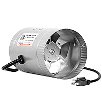 iPower 4 Inch Inline Booster, 100 CFM Exhaust HVAC, Duct Blower for Bathroom, Kitchen, Basement, Attic and Grow Tent, 4'' Fan, Silver