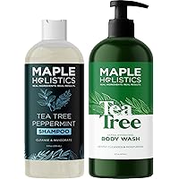 Tea Tree Shampoo and Body Wash - Sulfate Free Clarifying Shampoo for Oily Hair Care and Scalp Exfoliator for Dry Scalp Build Up and Flakes - Moisturizing Tea Tree Essential Oil Body Soap for Dry Skin