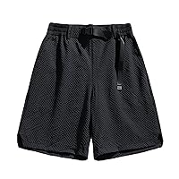 Shorts for Men Summer Waistband Loose Casual Shorts Solid Color Plus Size Active Shorts with Pocket Trendy Split Shorts