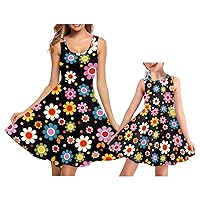 POLERO Mommy and Me Dresses Summer Family Dress Sleeveless Tank Dress Plus Size Matching Sundress for Mom and Daughter