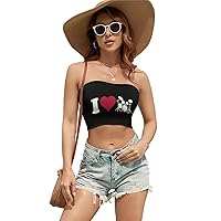 I Love Drums Women's Sexy Crop Top Casual Sleeveless Tube Tops Clubwear for Raves Party