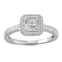1/20 Carat Total Carat Weight (cttw) 925 Sterling Silver Round Diamond Engagement Promise Ring For Women