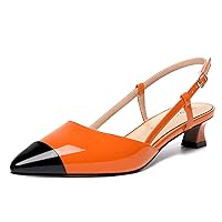 WAYDERNS Womens Patent Ankle Strap Slingback Buckle Evening Pointed Toe Cute Spool Low Heel Pumps Shoes 1.5 Inch