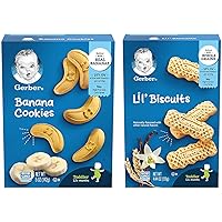 Gerber Snacks for Toddler Variety Pack (Banana Cookies & Vanilla Wheat Lil Biscuits, Pack of 2)