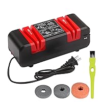 Qiangcui Electric Knife Sharpener, Knife Cutter Sharpening Stone with 3 Replaceable Grinding Wheels and 1 Brush, Low Noise Knife Sharpeners, for Knives, Scissors, Screwdrivers,Red (Color : Red)