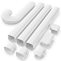 4'' 13Ft Line Set Cover Kit for Mini Split Ductless Air Conditioners and Heat Pumps, Central AC Decorative Upgraded UV-Proof Strong& Resistant PP Pipe with Flexible Pipe