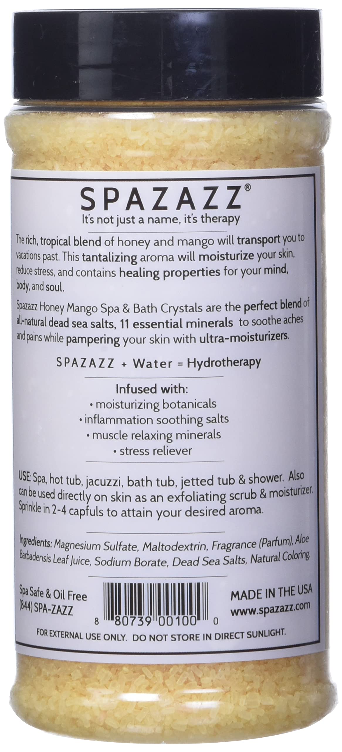 Spazazz Aromatherapy Spa and Bath Crystals - Honey Mango 17 oz ( Pack of 1)