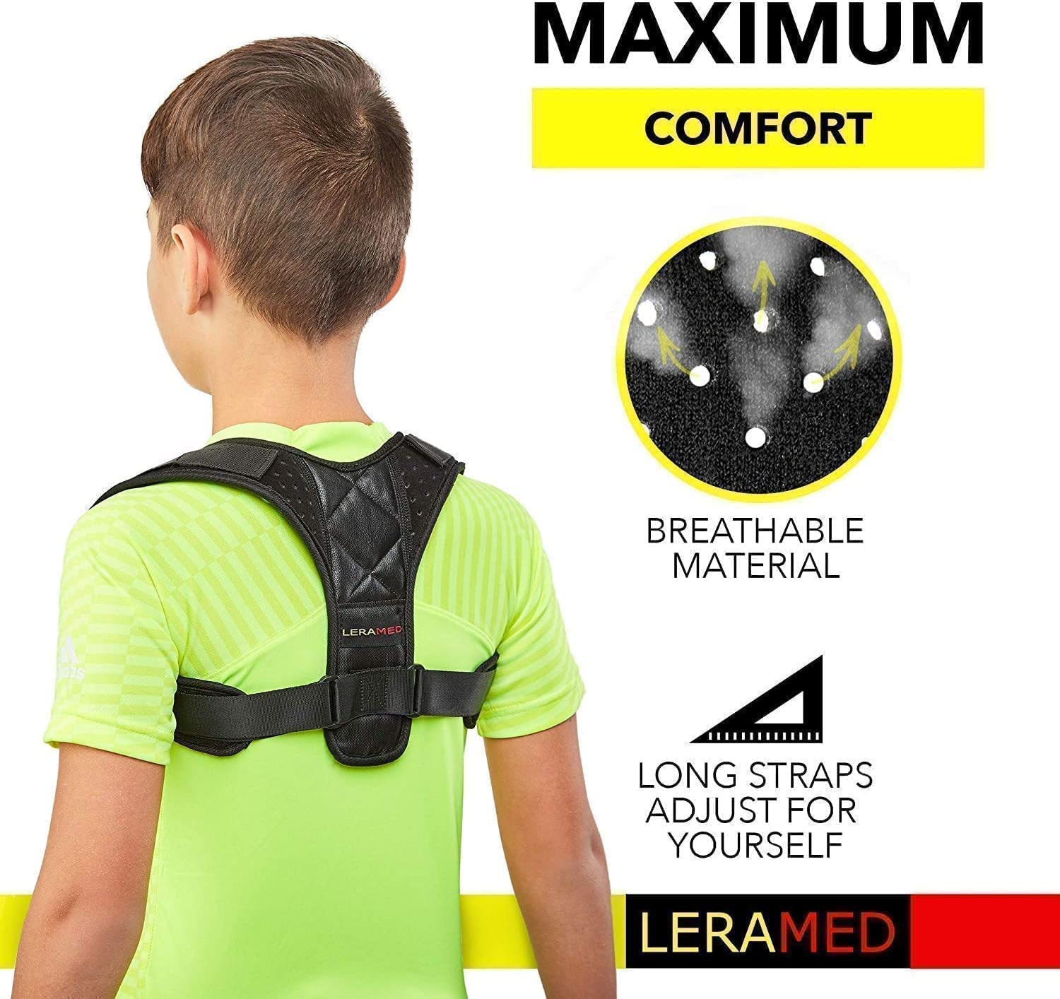 Leramed [New 2023] Posture Corrector for Men and Women - Adjustable Upper Back Brace for Clavicle Support and Providing Pain Relief from Neck, Back and Shoulder