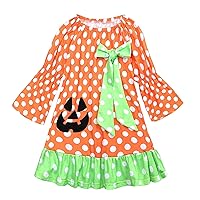 Toddler Baby Girls Halloween Black Pumpkin Cute Bow Dress Party Outfits Toddler Girl Winter Dress