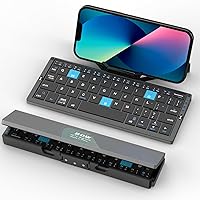 SIKAI CASE Foldable Bluetooth Keyboard with Magnetic Stand,Aluminum Alloy Mini Quiet Folding Portable Lightweight Travel Rechargeable Pocket for Tablet,iPad, Phones, Black