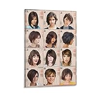 Barbershop Poster Women's Hair Posters Women's Haircut Posters Beauty Salon Poster (10) Canvas Painting Posters And Prints Wall Art Pictures for Living Room Bedroom Decor 24x36inch(60x90cm) Frame-sty