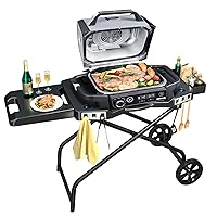 GRISUN Portable Grill Cart for Ninja Woodfire Grill OG700 Series, Folding Outdoor Grill Stand for Ninja OG701, Pit Boss 10697/10724, 22