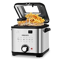 Electric Deep Fryer, 1.5 Liters/1.6 Qt. Oil Capacity, Small Deep Fryer with Basket for Home Use, Cool Touch Sides Easy to Clean, Nonstick Basket