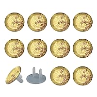 Electrical Outlet Covers 12 Pack, Plastic Plugs Covers Socket Protector Safety Caps - Art Bamboo and Blossom Leaves Nature