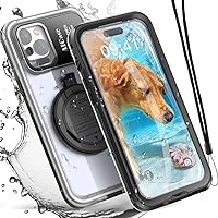 AICase Self-Check Waterproof Phone Case for iPhone 14, Underwater Touchscreen Water Proof Dustproof Snowproof Diving Phone Case Built-in Screen Protector for Shower, Bike, Beach, Snorkeling