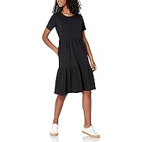 Amazon Essentials Women's Short-Sleeve Crewneck Tiered Dress