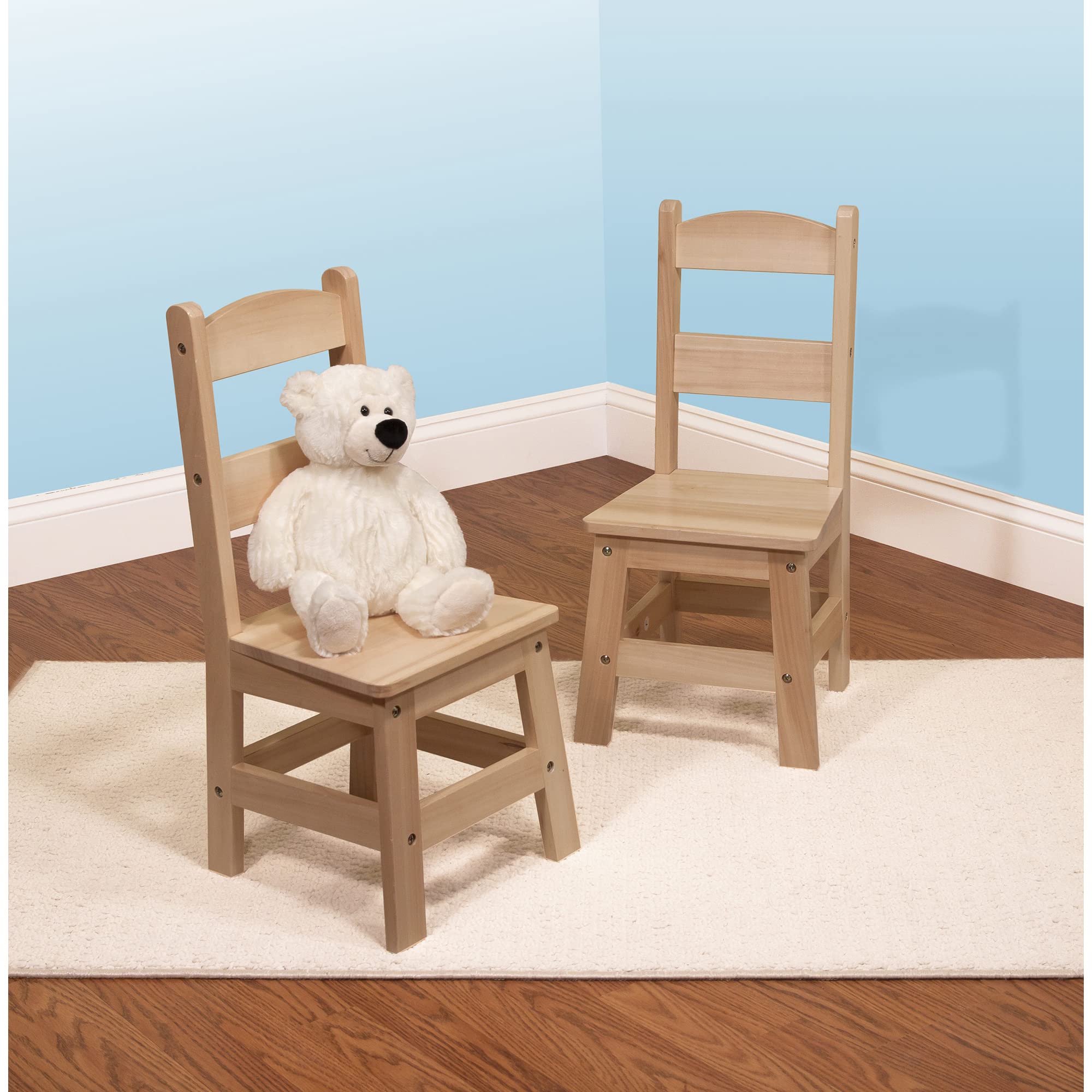 Melissa & Doug Wooden Chairs, Set of 2 - Blonde Furniture for Playroom - Kids Wooden Chairs, Children's Wooden Playroom Furniture