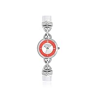 Sperry Top-Sider Lexington Womens Orange Silver Dial White Leather Strap Watch 103268