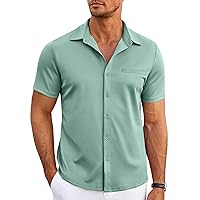 COOFANDY Men's Short Sleeve Button Down Wrinkle Free Shirt Summer Casual Stretch Untucked Dress Shirts