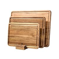 Acacia Wood Cutting Board Set of 3 for Kitchen, Thick Chopping Board, Large Wooden Cutting Board Set with Deep Juice Groove Butcher Block, Wooden trays for meat, fruit and cheese