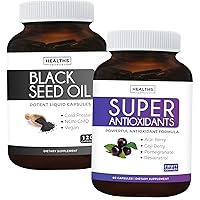 Save $4 (11% Off) - Antioxidant Supercharge - Super Antioxidant Supplement with Acai Berry, Goji Berry, Pomegranate & Trans Resveratrol (60 Capsules) & Black Seed Oil (Non-GMO & Vegan) 120 Capsules