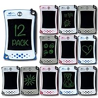 Boogie Board 12 Pack Jot Pocket Reusable Drawing Boards, Mini Writing Tablets with Instant Erase and Attachable Stylus, Sketch and Doodle Pads for Party Favors, Classroom Rewards, and Goodie Bags