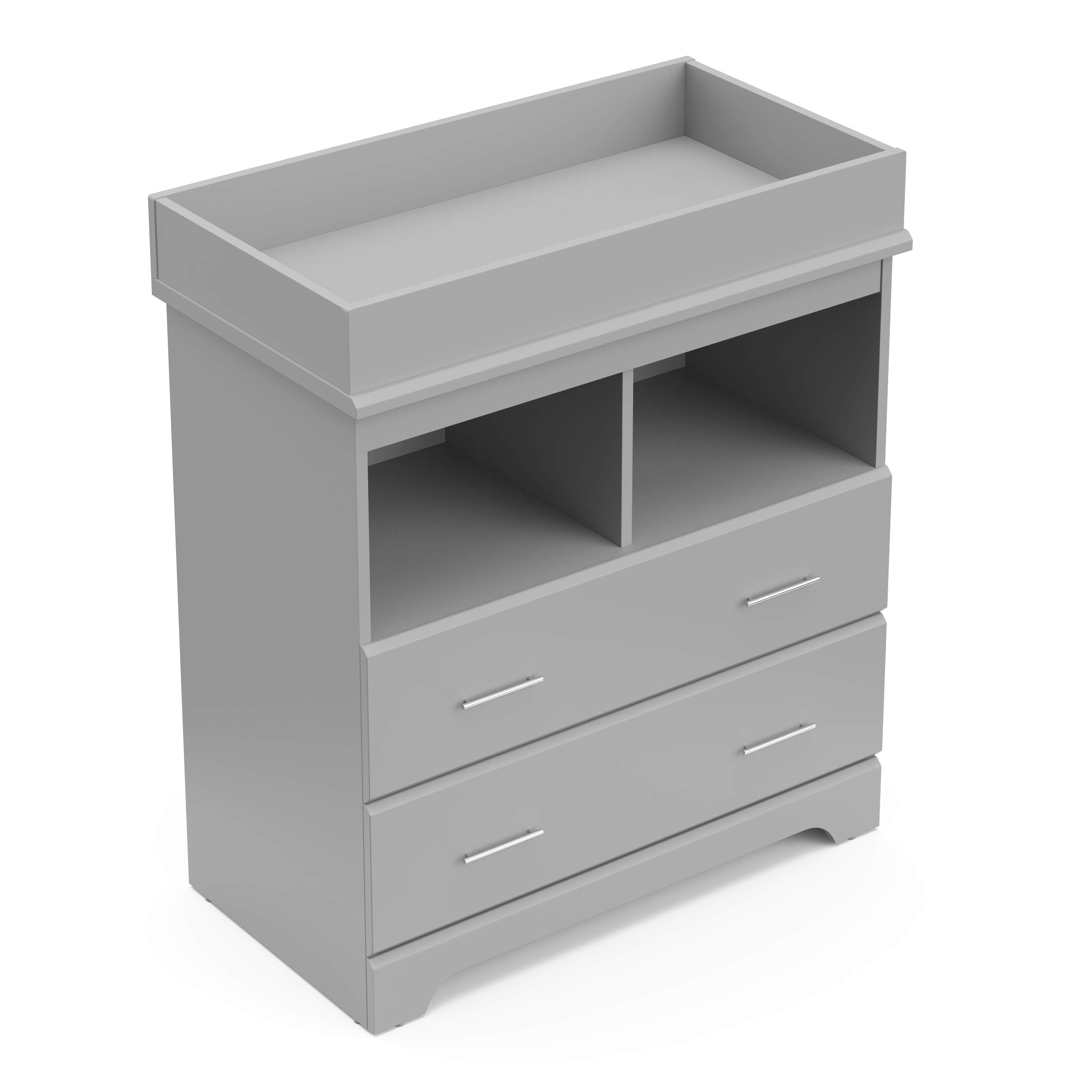 Storkcraft Brookside 2 Drawer Changing Table Dresser (Pebble Gray) – Nursery Dresser Organizer with Changing Table Topper, Chest of Drawers for Bedroom with 2 Drawers, Universal Design
