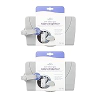 Ubbi On-the-Go Baby Wipes Dispenser, Portable Wipes Container for Travel, Diaper Bag Accessory Must Have for Newborns, Reusable Wipes Holder, Gray, Set of 2