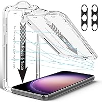 4 Pack Screen Protector for Galaxy S23+/S23 Plus [6.6''] With 2 Pack Camera Lens Protector, 100% Fingerprint Unlock, [Drop Protection] 9H Scratch Resistant Tempered Glass Film - HD Clear