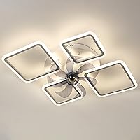 Ceiling Fans with Lights-360° Oscillating Low Profile Ceiling Fan with Light, 38IN Flush Mount Ceiling Fan with Remote, Dimmable LED 3 Color 6 Speeds Timing for Living Room, Kitchen