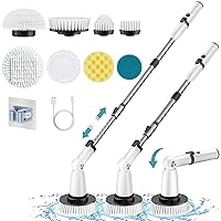 Electric Spin Scrubber, 2024 New Cordless Shower Scrubber with 8 Replaceable Brush Heads, 2.5H Bathroom Scrubber Dual Speed, Shower Cleaner Brush with Extension Arm for Bathtub Tile Floor