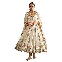 Elina fashion Womens Indian Overlap Waist Tie Up Salwar Suit With Pant Floral Print Work With Dupatta|Ready To Wear