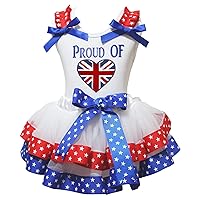 Petitebella Pound of British White Shirt RWB Stars Petal Skirt Outfit Nb-8y