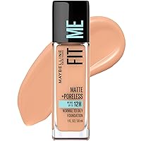Fit Me Matte + Poreless Liquid Oil-Free Foundation Makeup, Light Honey, 1 Count (Packaging May Vary)